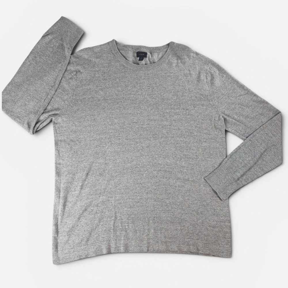 J.Crew‎ Cotton Crewneck Sweater Long Sleeve Heathered Gray Women Medium Preppy